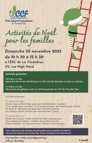 Affiche promotionnelle journée d'activités familiales de Noël