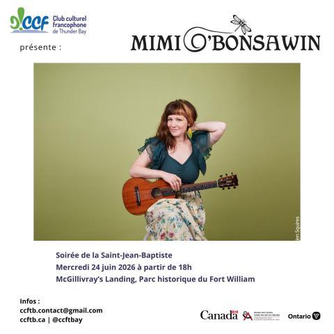 Image promotionnelle pour le concert de Mimi O'Bonsawin à Thunder Bay pour la St-Jean-Baptiste 2026